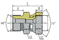 英管外螺纹60º内锥/美制JIC内螺纹74º内锥