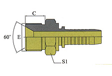 公制外螺纹60º内锥面或六角端面用组合垫密封的双用接头